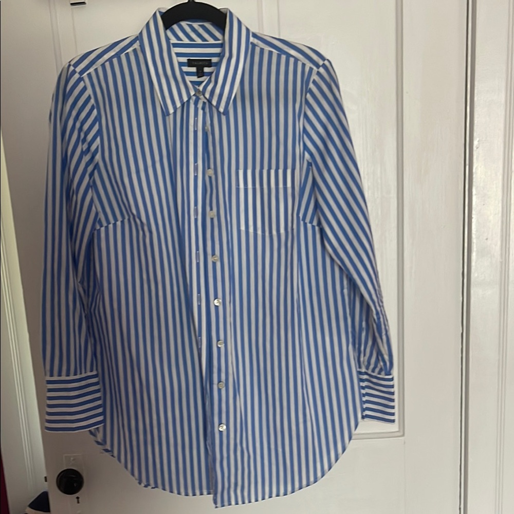Talbots Blue and White Striped Casual Shirt
